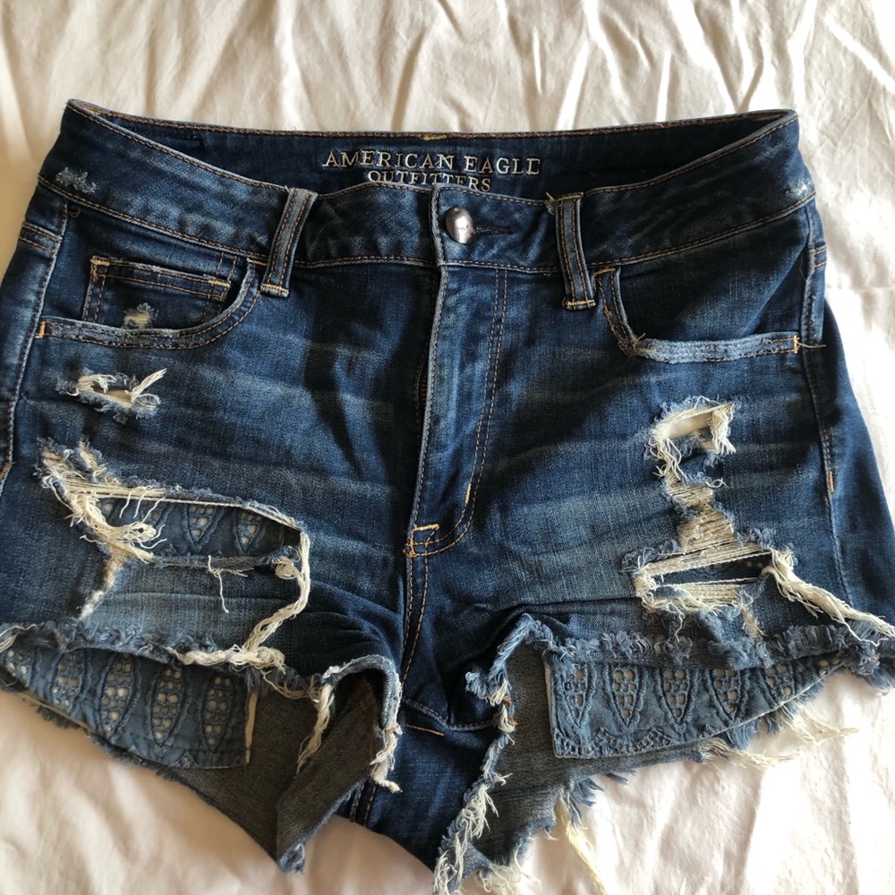 American Eagle Hi Rise Shortie jean shorts